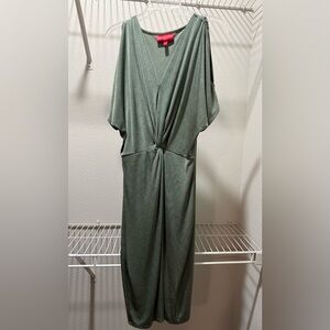 Jennifer Lopez Olive Green V-Neck Dress